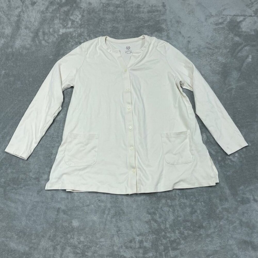 Isaac Mizrahi Live Essentials Button Front Cardigan L *flaw* a0563